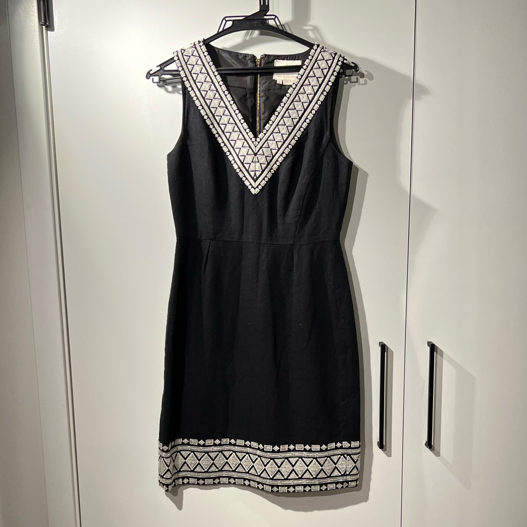 Kate Spade Black Embroidered Sleeveless Shift Dress (Size 2)